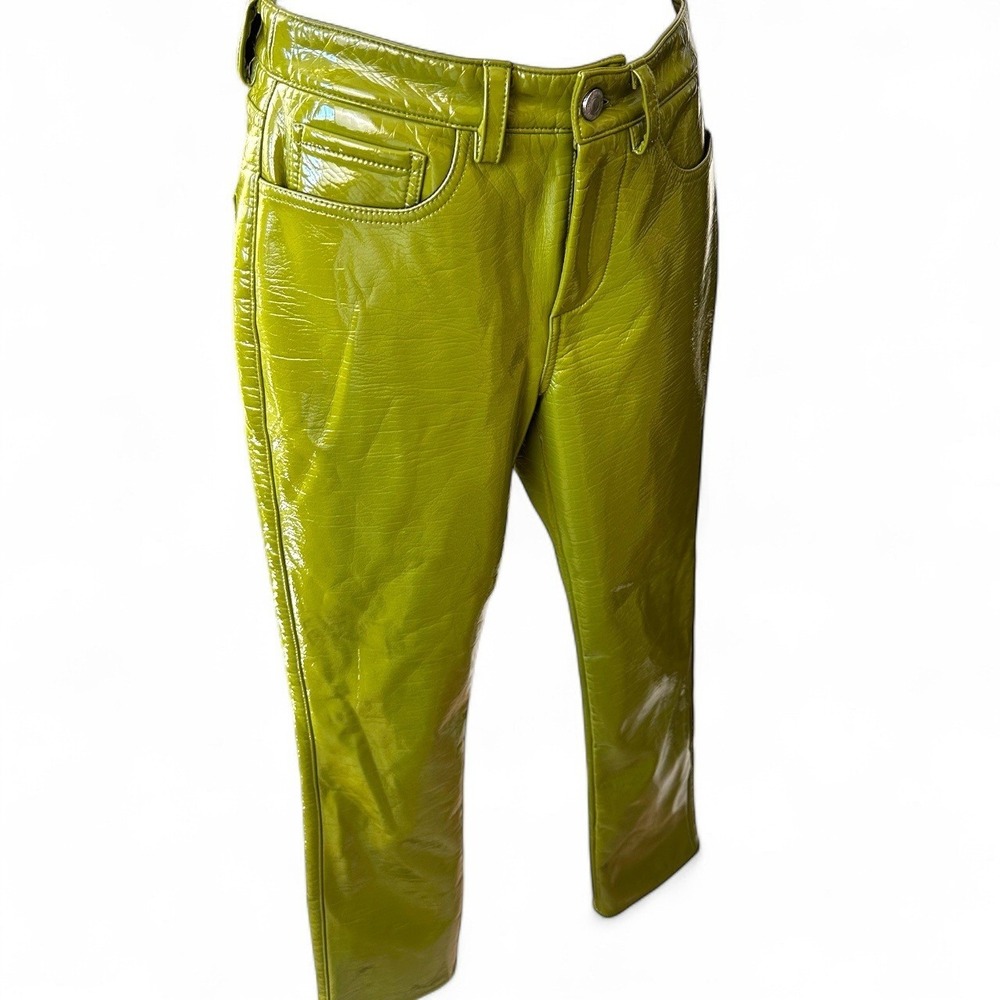 Simon Miller Women's Pants Size 25 Green Vinyl High Rise‎ Cropped - Picture 4 of 16